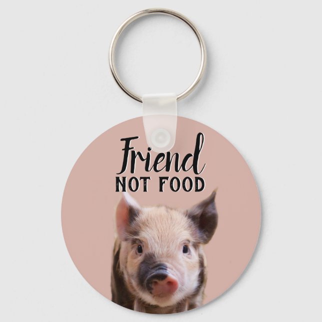Chaveiro amigo que não é cor-de-rosa comida com leitão giro (Frente)