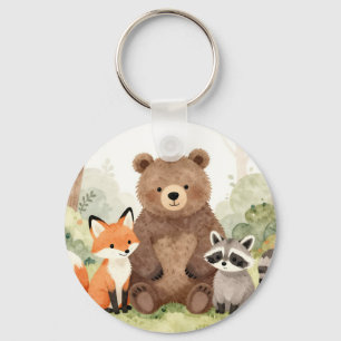 Chaveiro Amigos da Floresta Fofos Urso Raposa Guaxinim Aqua