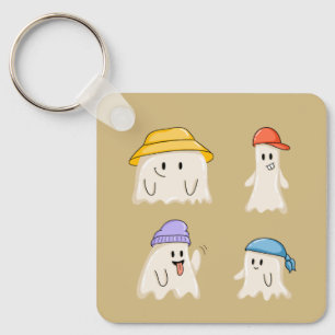 Chaveiro Amigos Fantasmas Usando Chapéus Coloridos