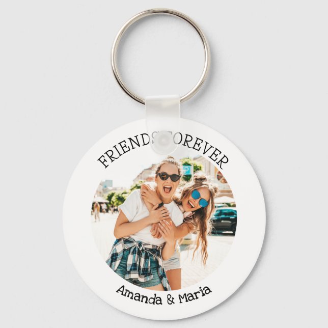 Chaveiro Amigos para sempre | carregar foto e nomes brancos (Frente)