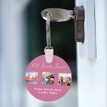 Chaveiro Amigos para sempre Nomes de fotos BFF cor-de-rosa-<br><div class="desc">Um presente para o(s) seu(s) melhor(s) amigo(s) para aniversários,  Natal ou evento especial. Texto branco: Melhores Amigos para sempre,  escrito com um script de estilo com letra de tendência. Personalize e use suas próprias fotos e nomes. Um fundo cor-de-rosa escuro.</div>