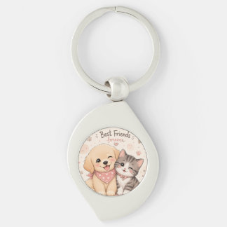 Chaveiro Amigos Para Sempre Pulseira de Cachorrinho e Gatit