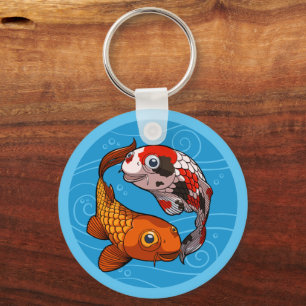 Chaveiro Amigos Peixes Koi Fofos Natação Yin Yang Desenho A