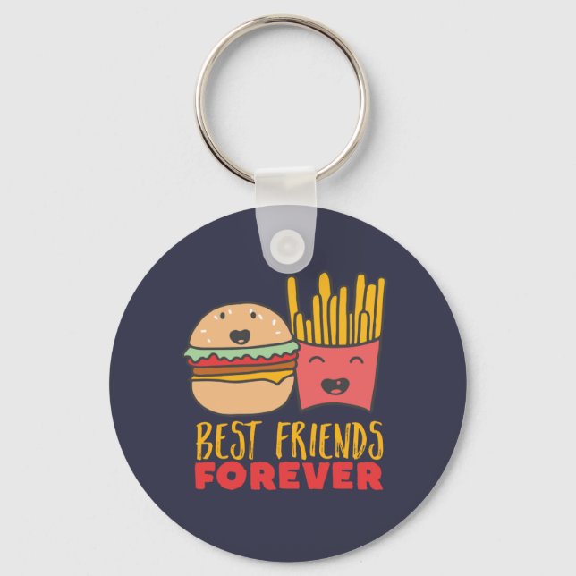 Chaveiro Amizade Burger e Fries Melhores Amigos para Sempre (Frente)