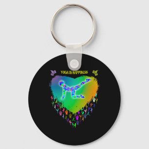 Chaveiro Amo Meu Ioga Padrão de Vidro Corado Arco-íris