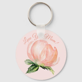 Chaveiro Amo-Te Mãe Dia de as mães De Aquarela Floral Rosa