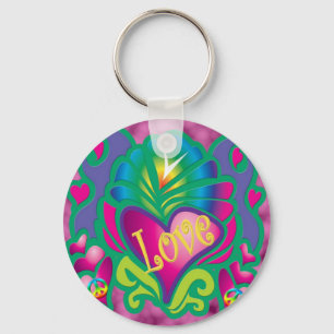 Chaveiro amor 70s floral