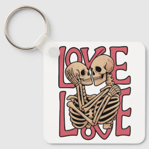 Chaveiro Amor além do tempo - Skeleton abraça a arte
