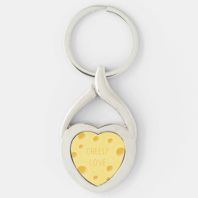 Chaveiro "Amor Cheesy" Adorável Coração Personalizável de Q (Frente)