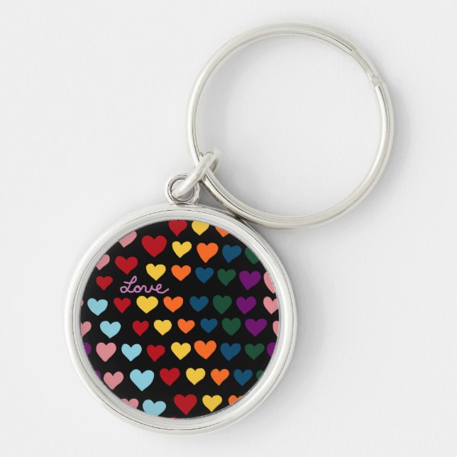 Chaveiro Amor Com Arco-íris de Corações (Frente)