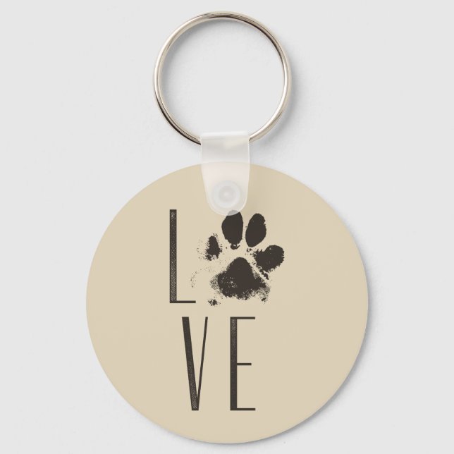 Chaveiro Amor com Pet Paw Imprime Brown Grunge Tipografia (Frente)