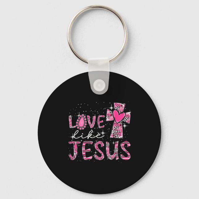 Chaveiro Amor Como Jesus Leopardo Ocidental Cruz Dia dos Na (Frente)