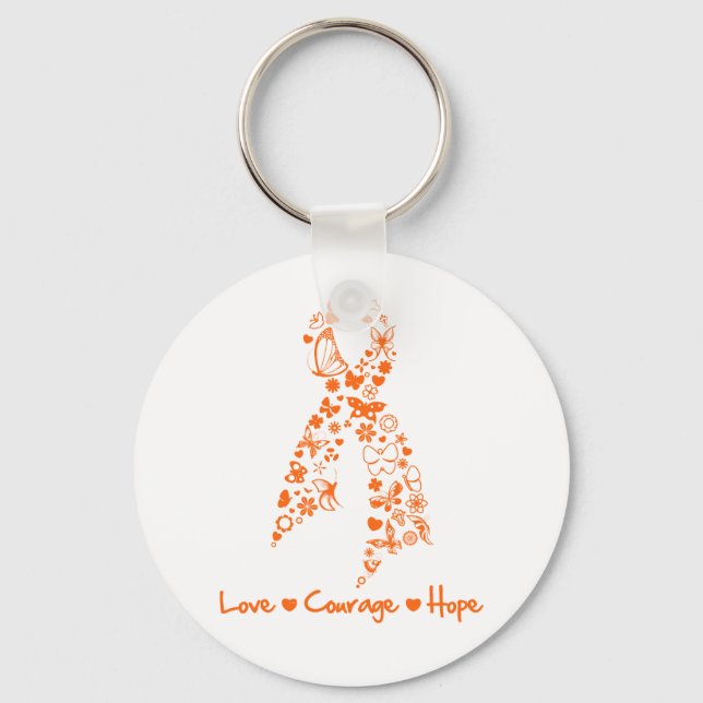 Chaveiro Amor Coragem Esperança Borboleta - Leucemia (Frente)