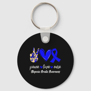 Chaveiro Amor Cure Alopecia Areata Azul Fita Consciência