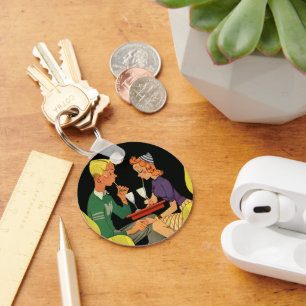 Chaveiro Amor e Romance Vintage, Adolescentes na Loja de Re