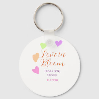 Chaveiro Amor em flor coração colorido nome do chá de bebê 
