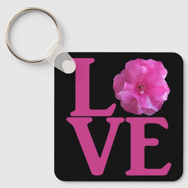 Chaveiro Amor Flor Rosa Clássica (Frente)