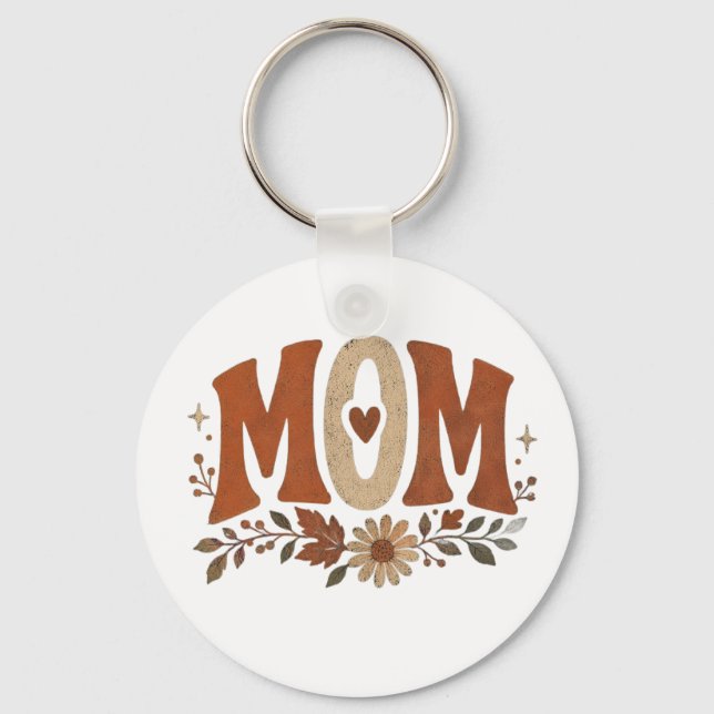 Chaveiro Amor Floral de Outono para Mãe Rústica (Frente)