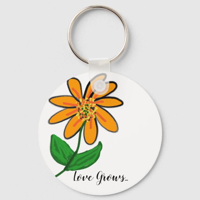Chaveiro Amor Floral Laranja Cresce (Frente)