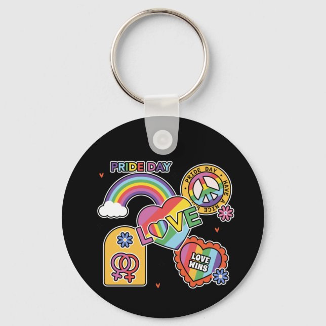 Chaveiro Amor. LGBT+Orgulho. Dia do Orgulho. Ama arco-íris. (Frente)