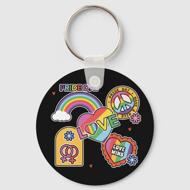 Chaveiro Amor. LGBT+Orgulho. Dia do Orgulho. Ama arco-íris. (Frente)