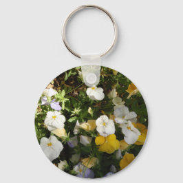Chaveiro Amor-Perfeito Branco e Amarelo