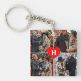 Chaveiro Amor Personalizado 4 Foto Vermelho Coração Monogra