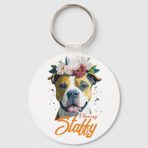 Chaveiro Amor Staffordshire Bull Terrier - Eu Amo Meu Staff