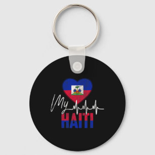 Chaveiro Amor Vintage Haiti Ritmo Coração Bandeira Dia Hait
