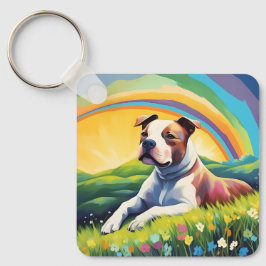 Chaveiro Amstaff American Staffordshire Terrier Rainbow Dog