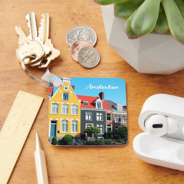 Chaveiro Amsterdã Holanda Casas Viagem lembrança (Mesa)