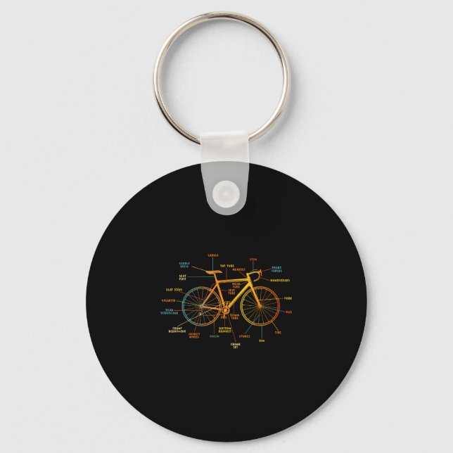 Chaveiro Anatomia de uma bicicleta - peças de bicicleta  (Frente)