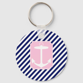 Chaveiro Âncora azul e rosa