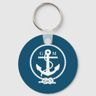 Chaveiro Âncora e Linha Náutica Vintage Personalizada