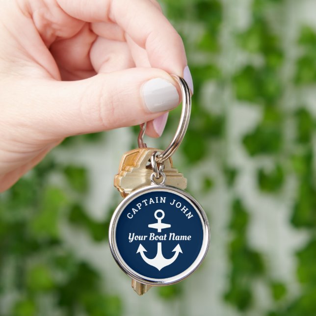 Chaveiro Âncora Personalizada da Marinha com Nome do Capitã (Mão)