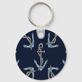 Chaveiro Âncoras de Aquarela Azul-Marinho