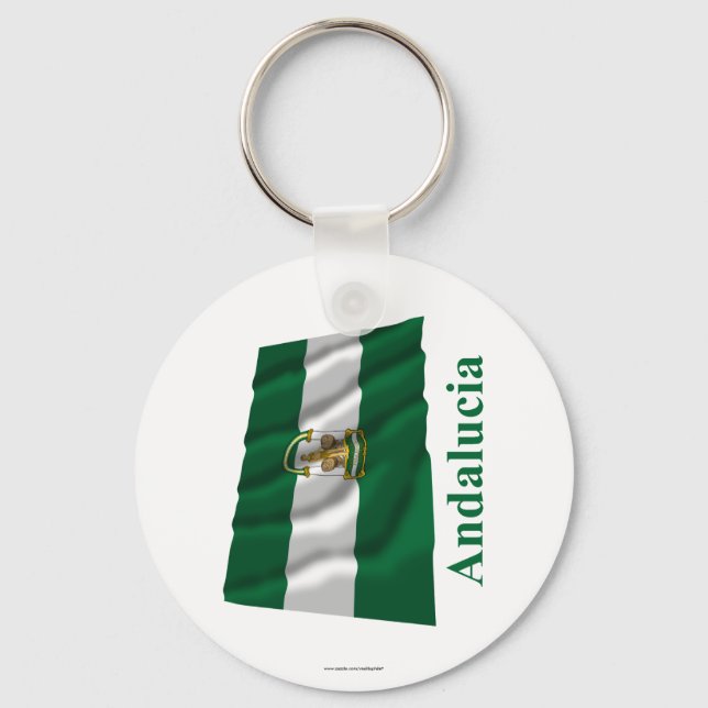 Chaveiro Andalucía acenando bandeira com nome (Frente)
