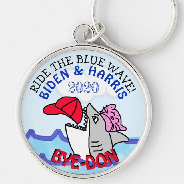 Chaveiro Ande na Onda Azul, vote Biden 2020 Eletion Bye (Frente)