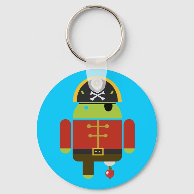 Chaveiro Android Pirate esmagando uma maçã (Frente)