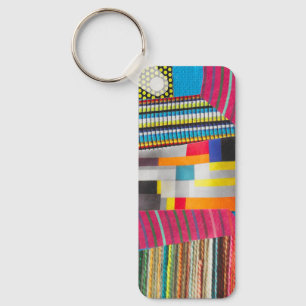 Chaveiro anéis tecido e pontos mini colagem