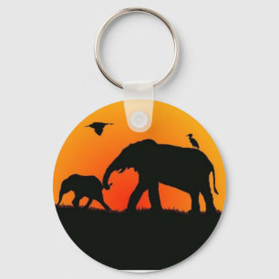 Chaveiro Anel chave dos animais selvagens do por do sol