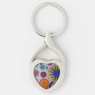 Chaveiro Anel de Chave de Metal Floral Moderno