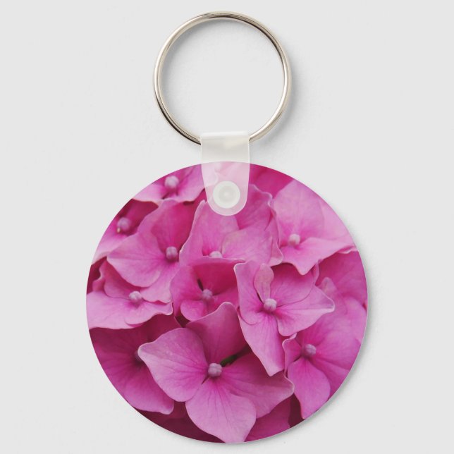 Chaveiro Anel de Chave Hidrangea Rosa (Frente)