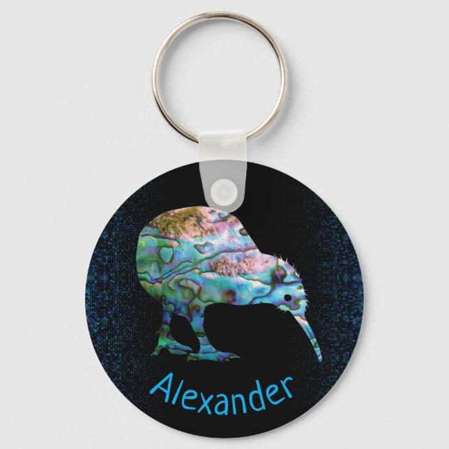 CHAVEIRO ANEL DE CHAVE KIWI PAUA DA NOVA ZEALAND PERSONALIZ (Frente)