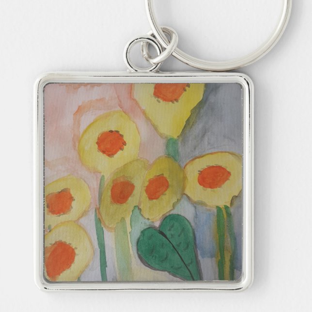 Chaveiro Anel de Chave Premium com abstrato Sunflower (Frente)