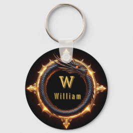 Chaveiro ✨ Anel de Nome Personalizado de Dragão Fantasia