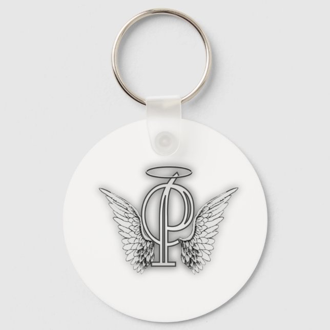Chaveiro Angel Alphabet P - Letra inicial Wings Halo (Frente)