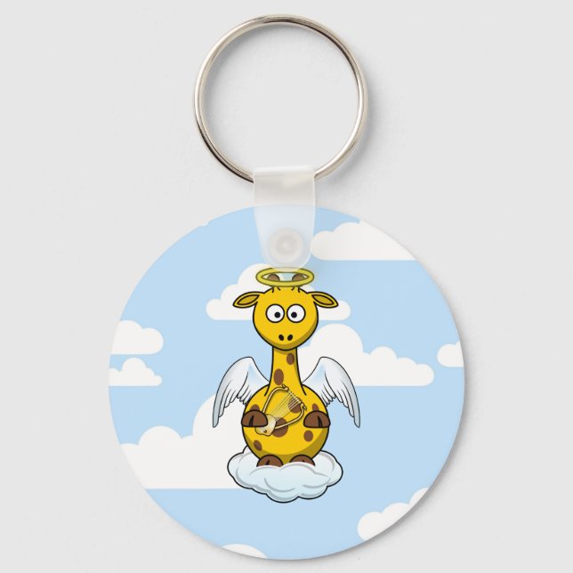 Chaveiro Angel Giraffe em Nuvens (Frente)