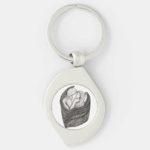 Chaveiro Angels Kissing, Design preto e branco