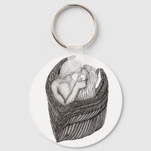 Chaveiro Angels Kissing, Design preto e branco